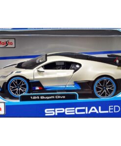 Bugatti Divo Satin White Metallic with Carbon and Blue Accents “Special Edition” 1/24 Diecast...